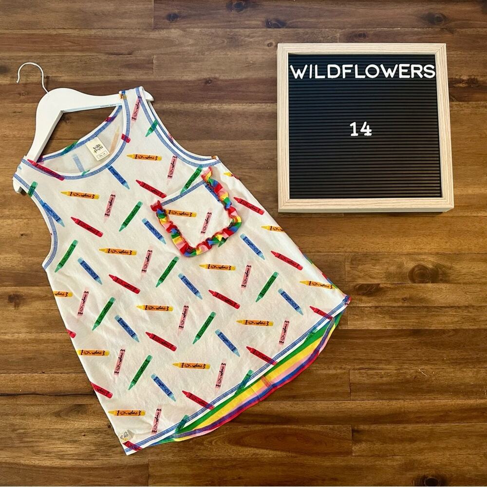 Wildflowers Back to School Crayon Box Swing Tank Top Sleeveless Knit Rainbow 14